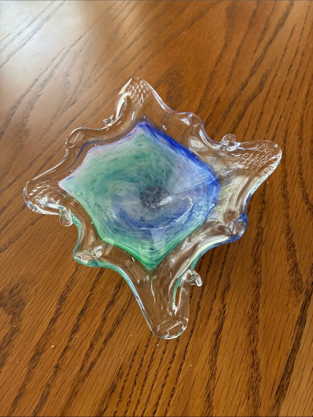 Handblown Decorative Glass Bowl in Blue and Green